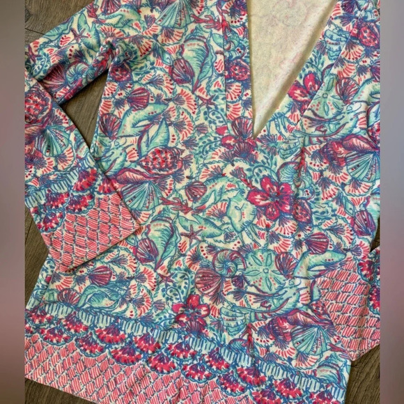 Lilly Pulitzer Higgs Terrycloth Swim Hoodie Cover Up Pinchers Picnic Print - Picture 4 of 5